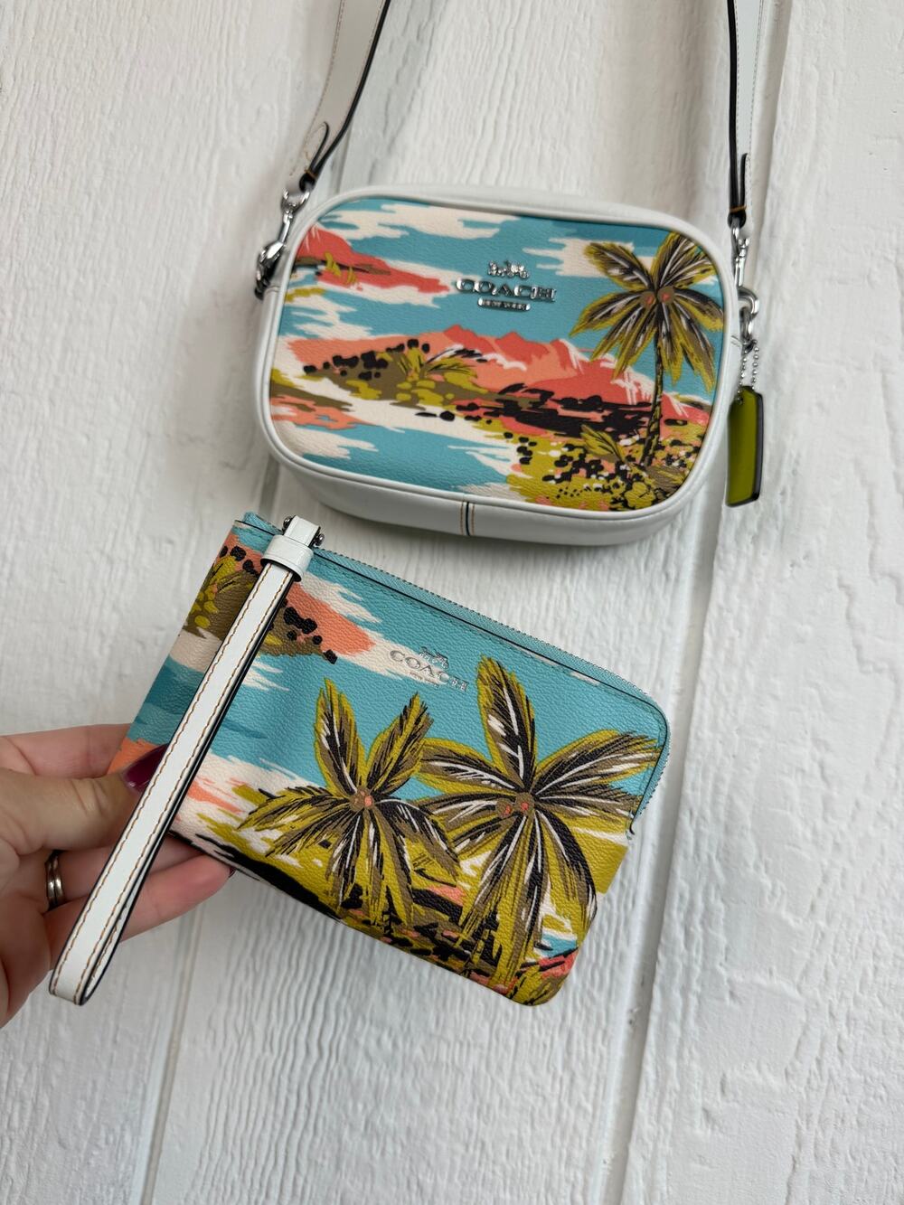 Coach Mini Jamie Camera Bag With Hawaiian Print and Wristlet